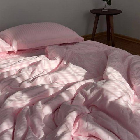 Комплект постільної білизни Страйп Сатин Blush Pink 0964 фото